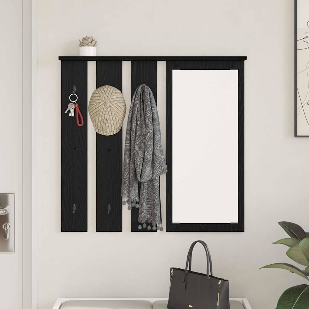 Porte-manteau mural avec étagère Chêne noir 84 x 10 x 80 cm