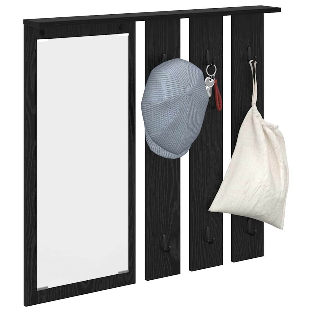 Porte-manteau mural avec étagère Chêne noir 84 x 10 x 80 cm