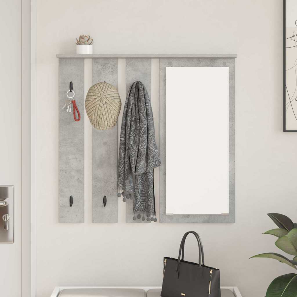Porte-manteau mural avec étagère Gris béton 84 x 10 x 80 cm