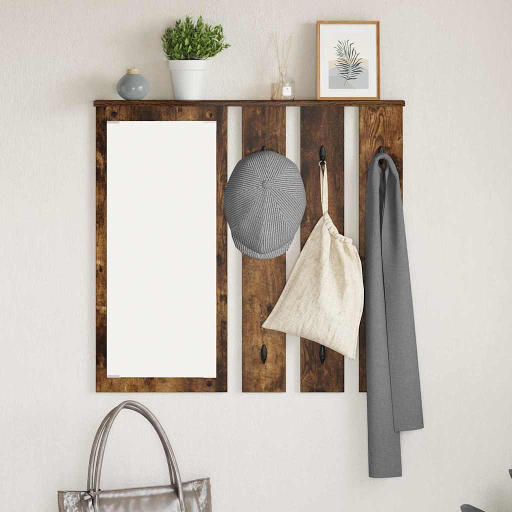 Porte-manteau mural avec étagère Chêne fumé 84 x 10 x 80 cm