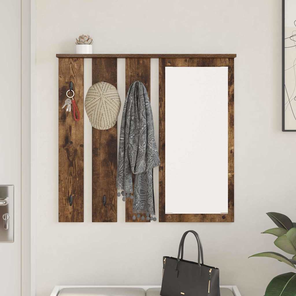 Porte-manteau mural avec étagère Chêne fumé 84 x 10 x 80 cm