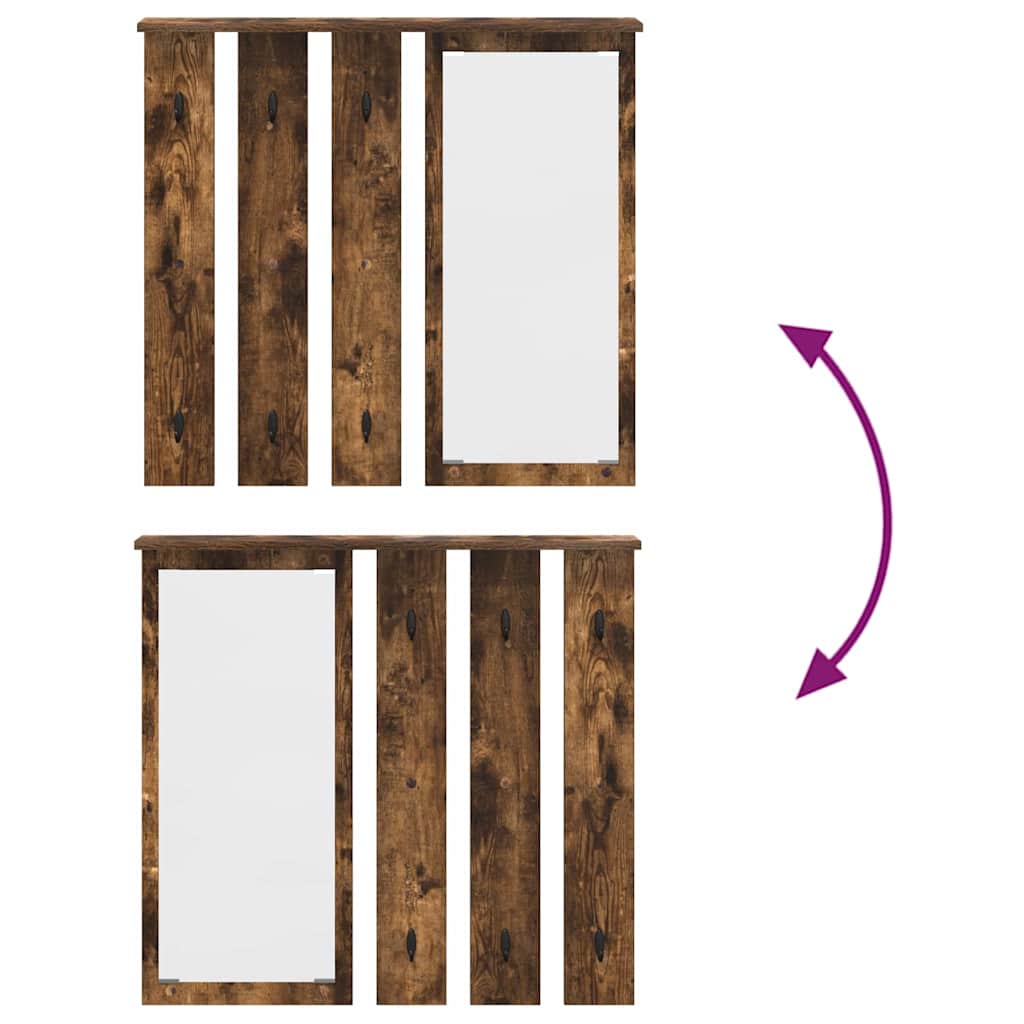 Porte-manteau mural avec étagère Chêne fumé 84 x 10 x 80 cm