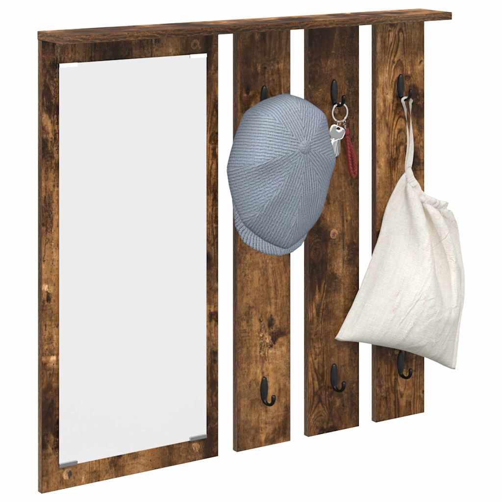 Porte-manteau mural avec étagère Chêne fumé 84 x 10 x 80 cm