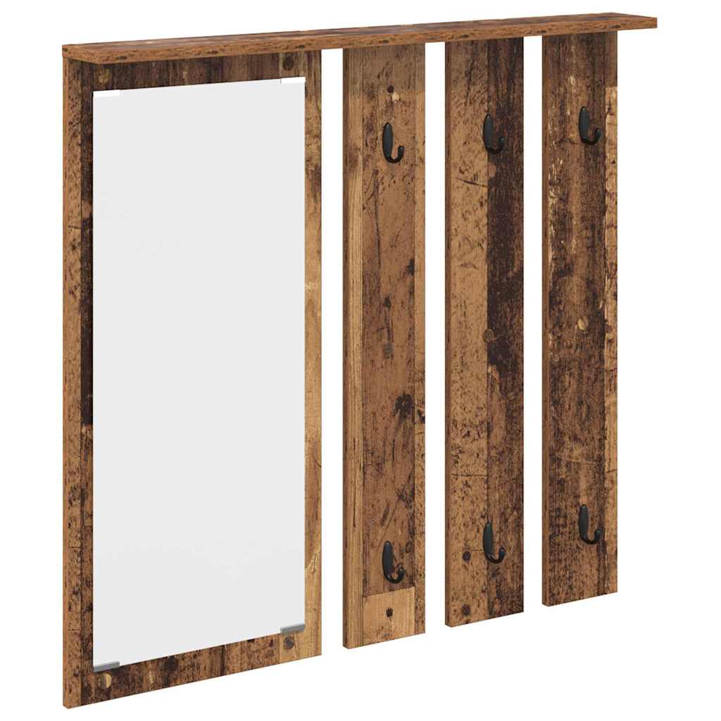 Porte-manteau mural avec étagère Bois ancien 84 x 10 x 80 cm