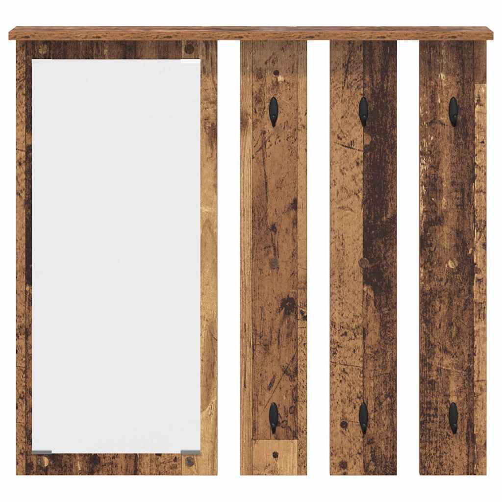 Porte-manteau mural avec étagère Bois ancien 84 x 10 x 80 cm