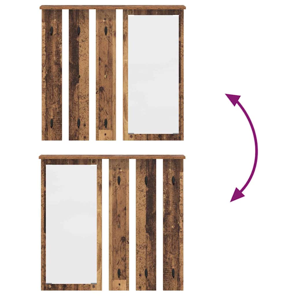 Porte-manteau mural avec étagère Bois ancien 84 x 10 x 80 cm