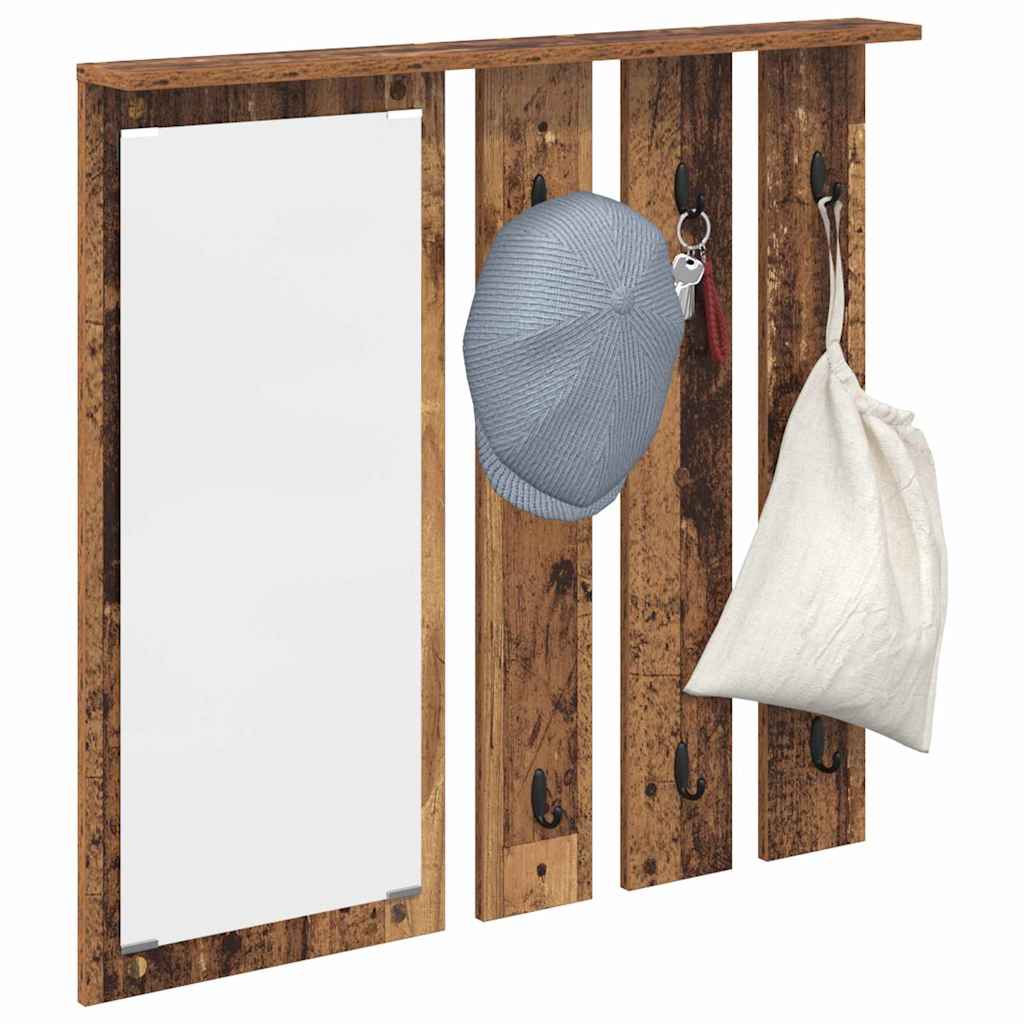 Porte-manteau mural avec étagère Bois ancien 84 x 10 x 80 cm