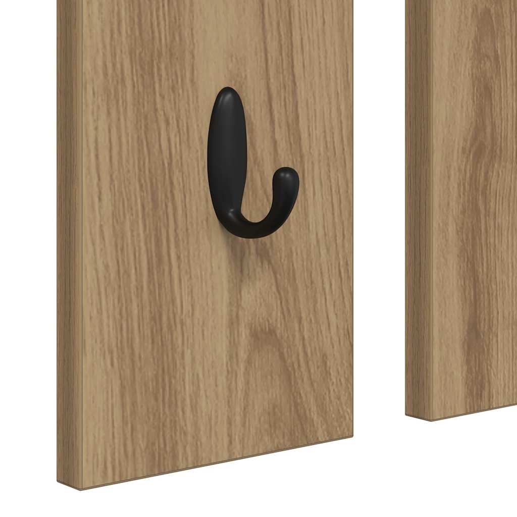 Porte-manteau mural avec miroir chêne artisanal 84 x 10 x 80 cm