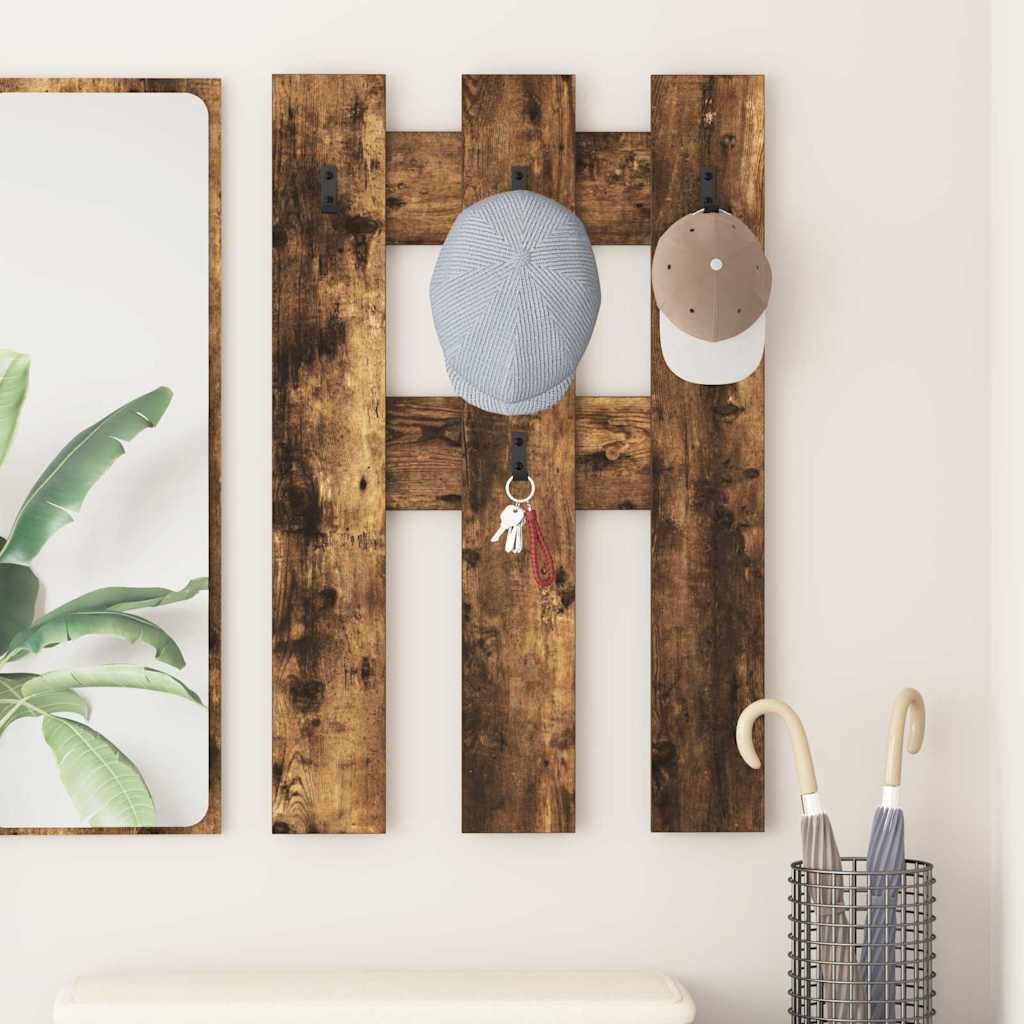 Porte-manteau mural Montage mural Chêne fumé 65 x 3 x 100 cm
