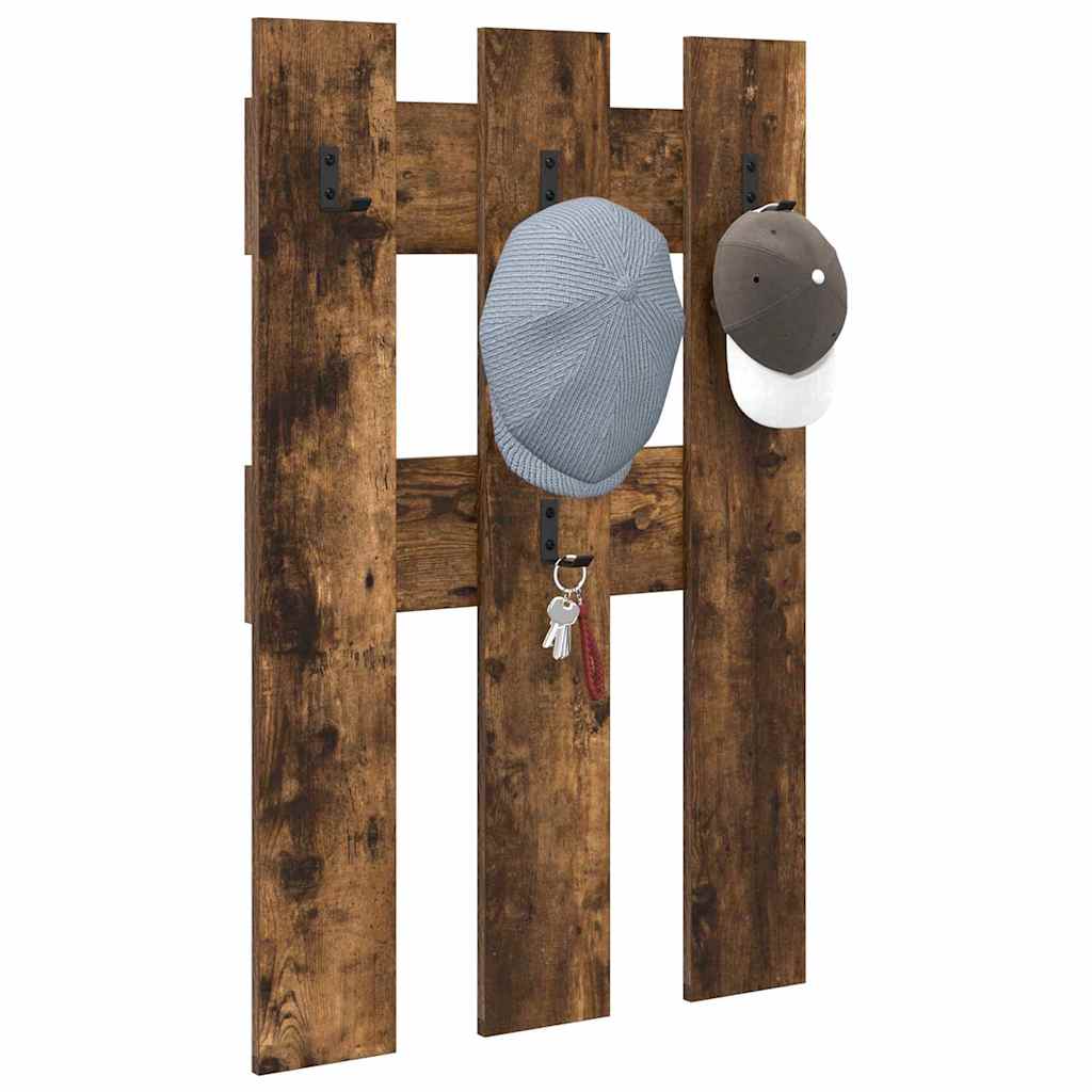 Porte-manteau mural Montage mural Chêne fumé 65 x 3 x 100 cm