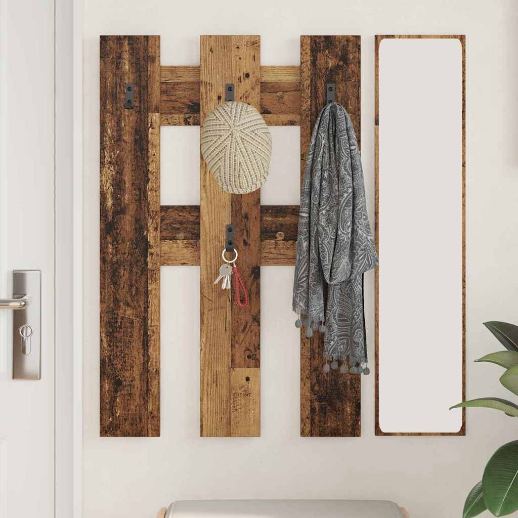 Porte-manteau mural Montage mural Bois ancien 65 x 3 x 100 cm