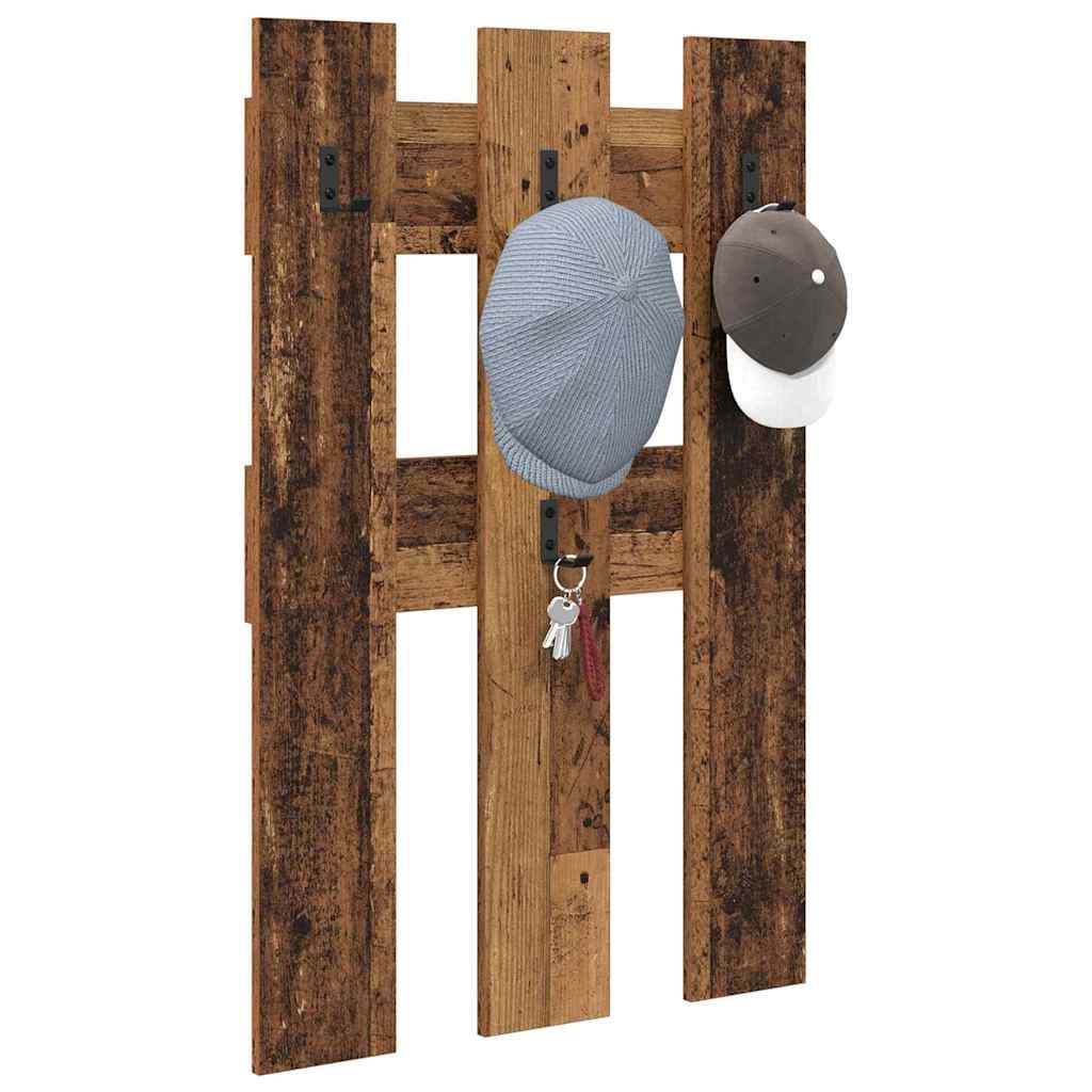 Porte-manteau mural Montage mural Bois ancien 65 x 3 x 100 cm