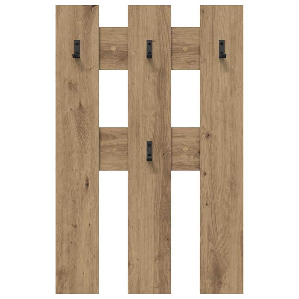 Porte-manteau mural chêne artisanal 65 x 3 x 100 cm