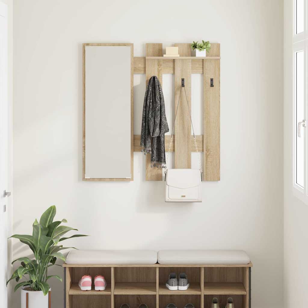 Porte-manteau mural avec miroir Chêne Sonoma 100 x 10 x 100 cm