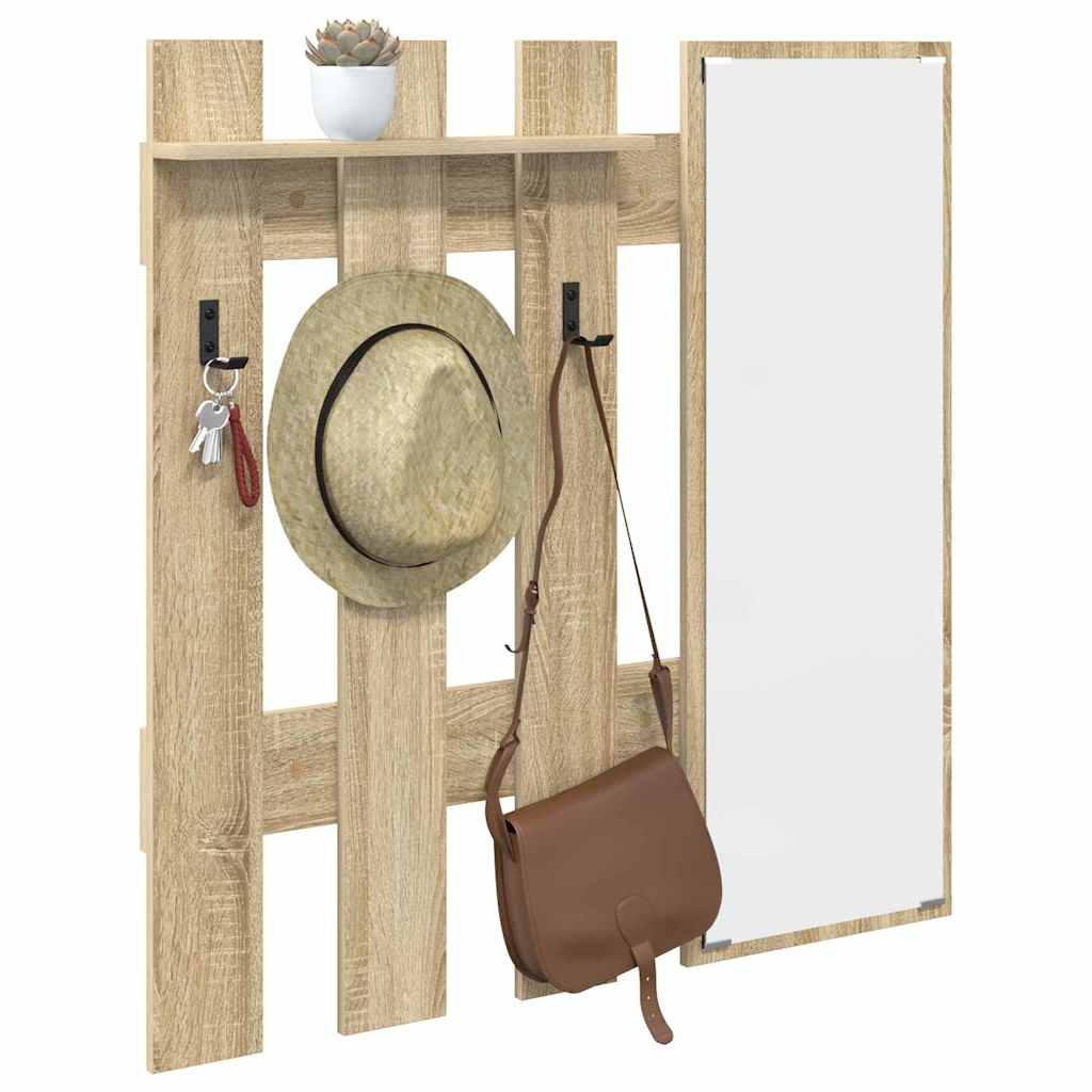 Porte-manteau mural avec miroir Chêne Sonoma 100 x 10 x 100 cm