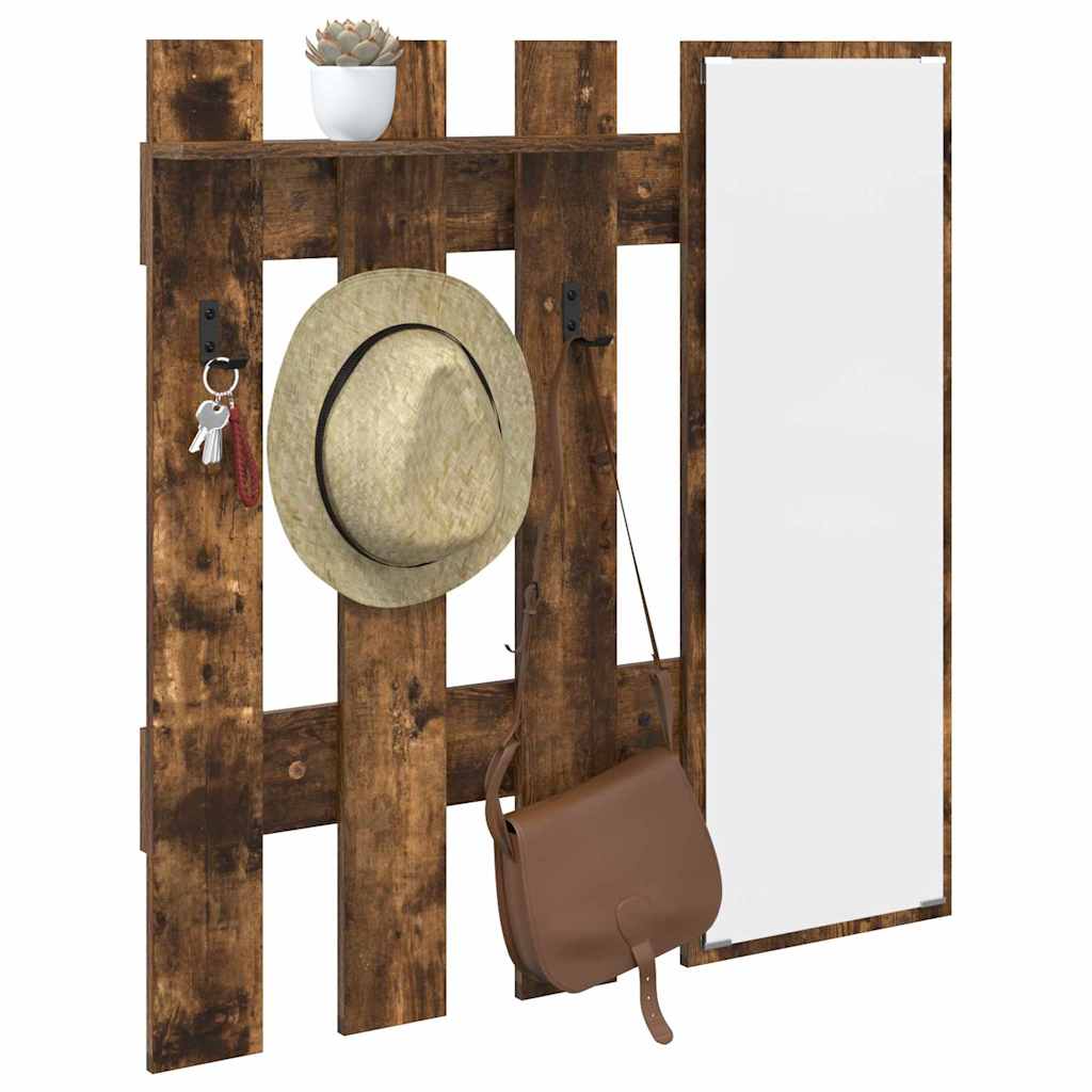 Porte-manteau mural Montage mural Chêne fumé 100 x 10 x 100 cm