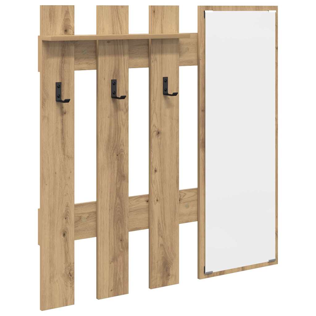 Porte-manteau mural avec miroir Chêne artisan 100 x 10 x 100 cm