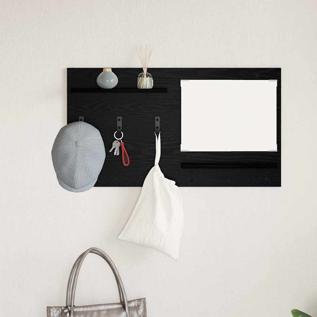 Porte-manteau mural avec étagère Chêne noir 90 x 10 x 50 cm
