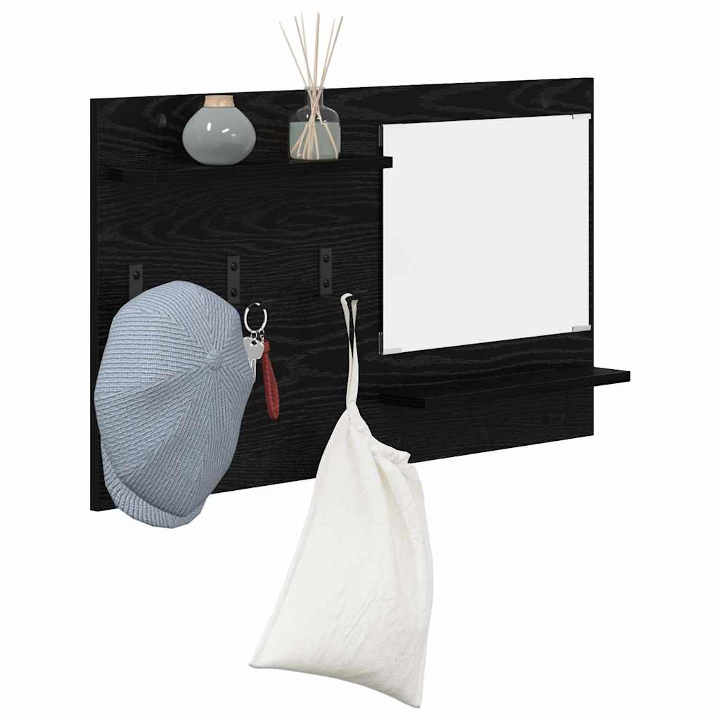 Porte-manteau mural avec étagère Chêne noir 90 x 10 x 50 cm
