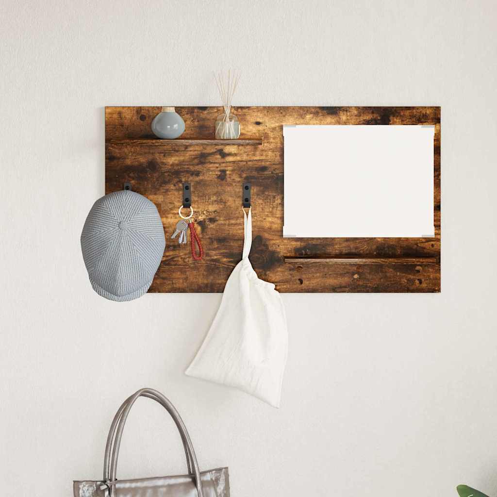 Porte-manteau mural avec étagère Chêne fumé 90 x 10 x 50 cm