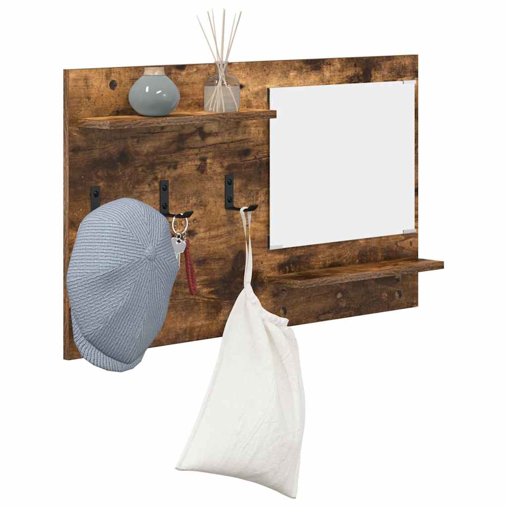 Porte-manteau mural avec étagère Chêne fumé 90 x 10 x 50 cm