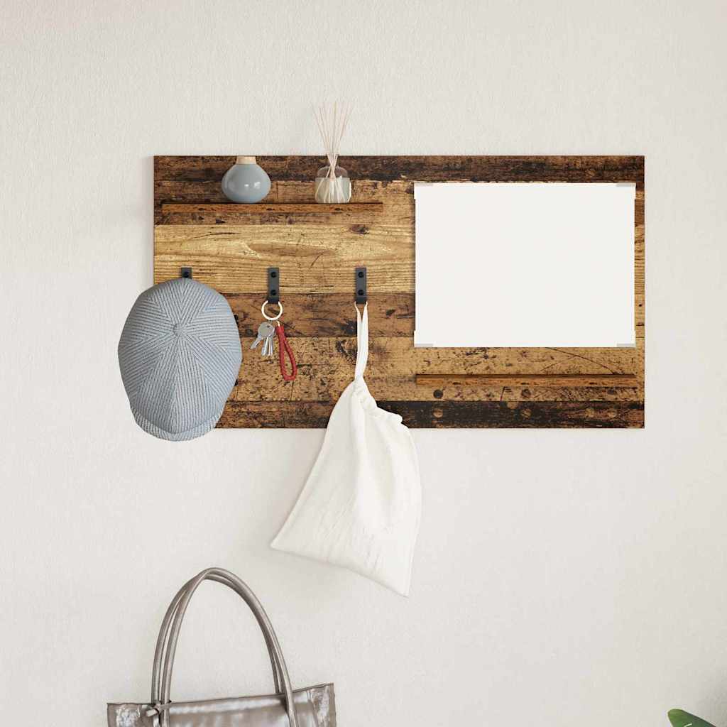 Porte-manteau mural avec étagère Bois ancien 90 x 10 x 50 cm