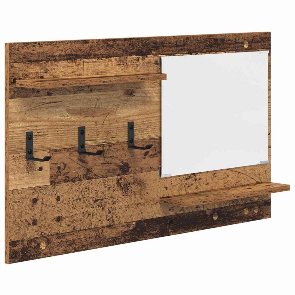 Porte-manteau mural avec étagère Bois ancien 90 x 10 x 50 cm