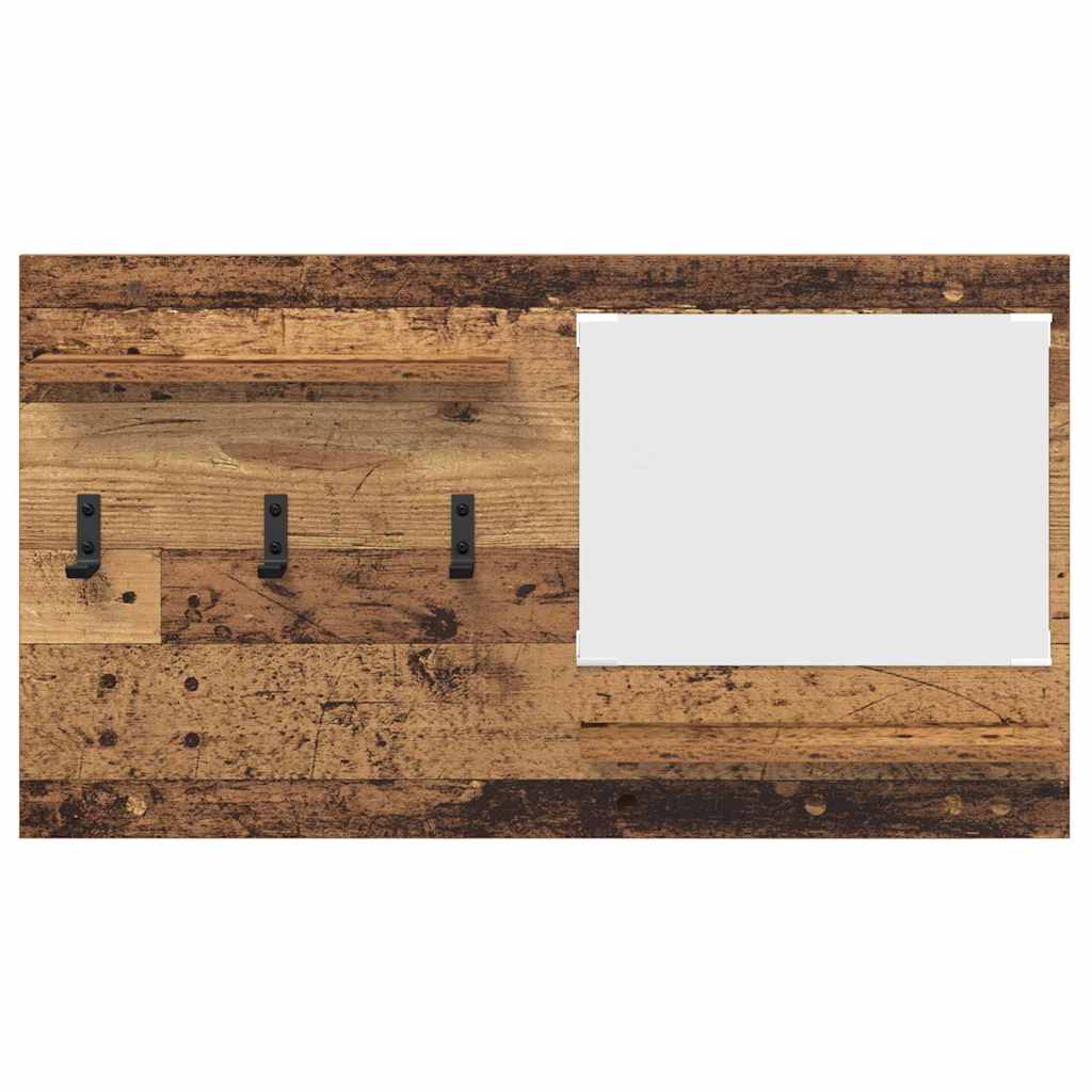 Porte-manteau mural avec étagère Bois ancien 90 x 10 x 50 cm