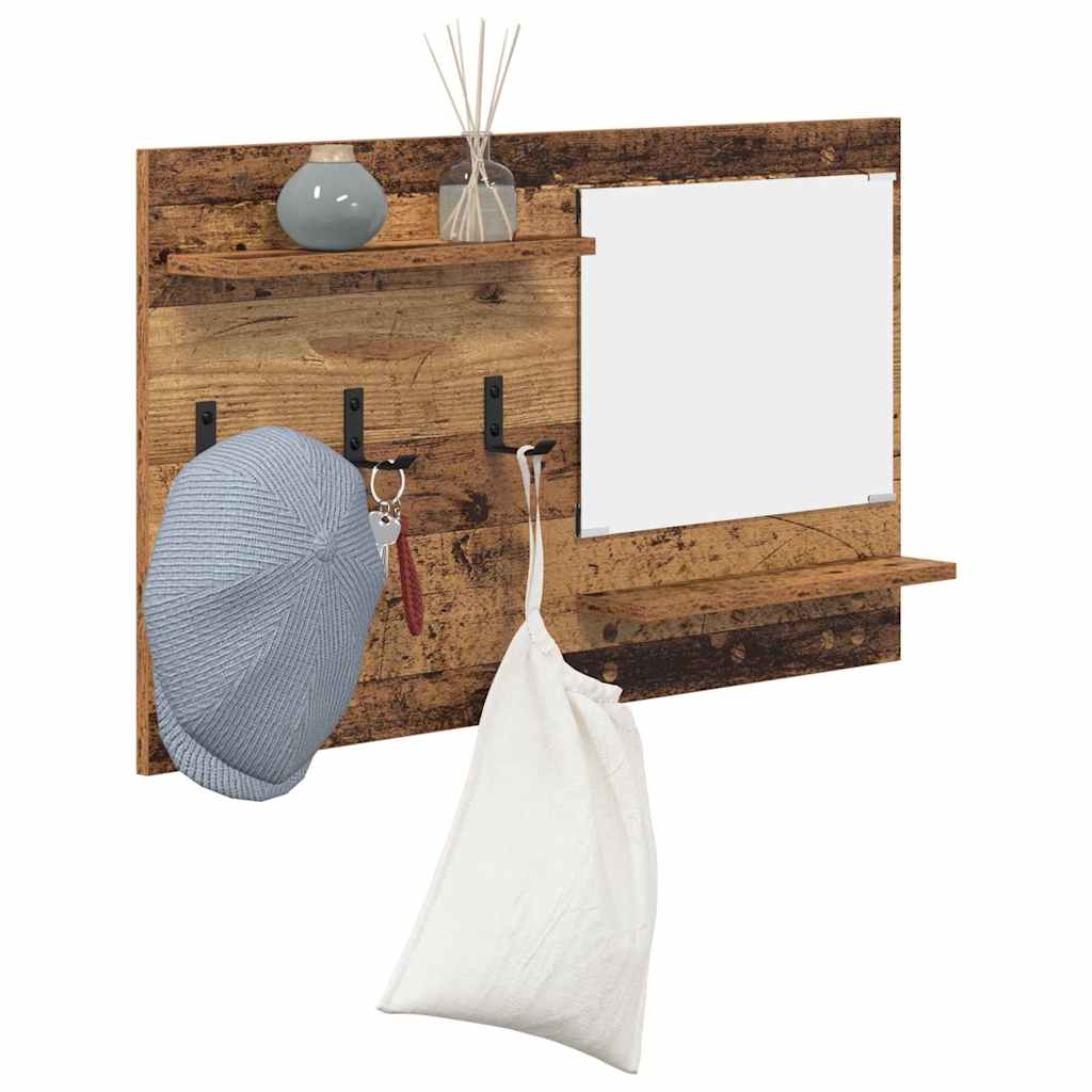 Porte-manteau mural avec étagère Bois ancien 90 x 10 x 50 cm