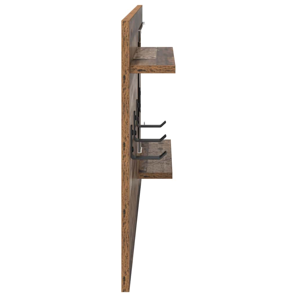 Porte-manteau mural avec étagère Bois ancien 90 x 10 x 50 cm