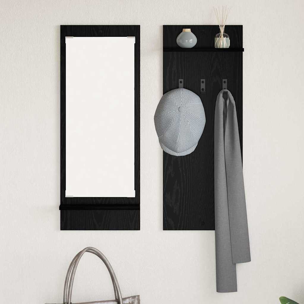 Porte-manteau mural avec étagère Chêne noir 70 x 10 x 90 cm