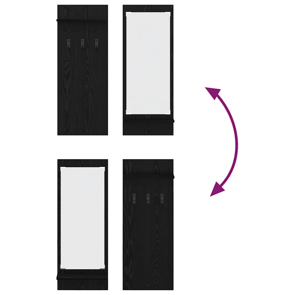 Porte-manteau mural avec étagère Chêne noir 70 x 10 x 90 cm