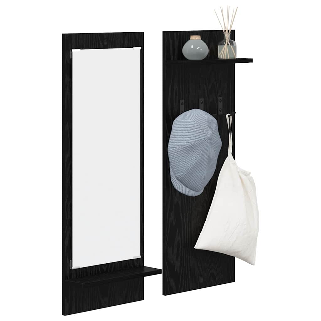 Porte-manteau mural avec étagère Chêne noir 70 x 10 x 90 cm