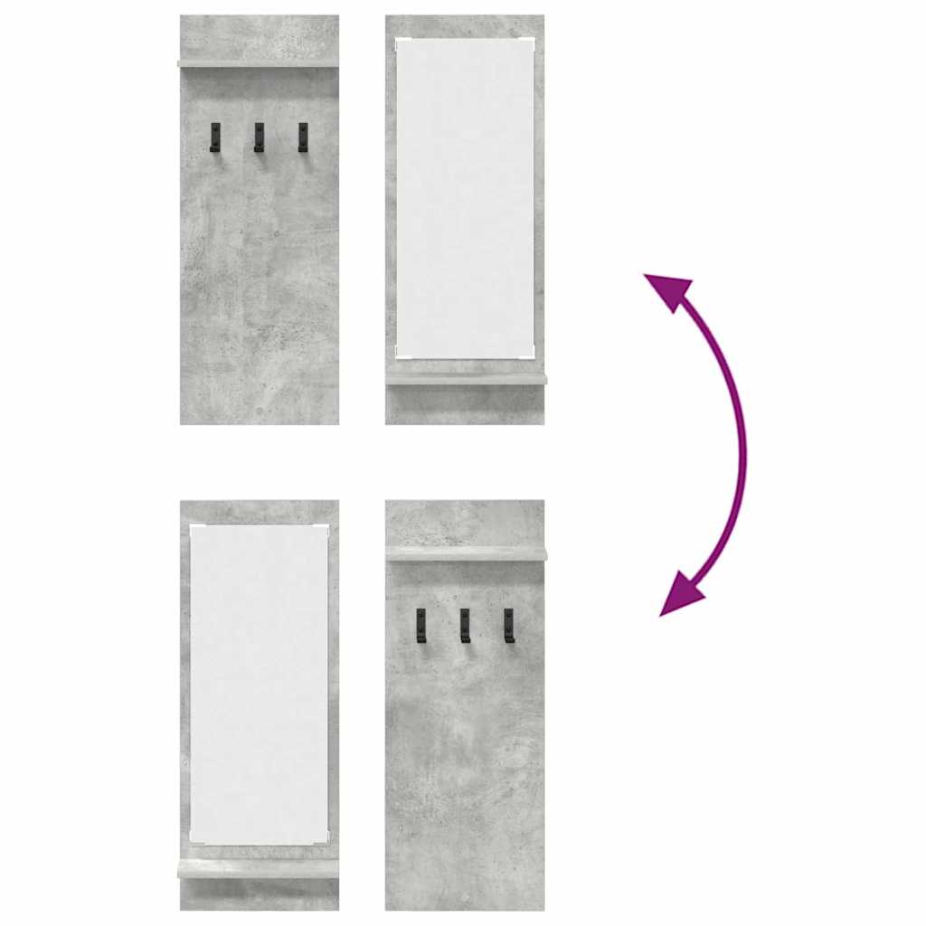 Porte-manteau mural avec étagère Gris béton 70 x 10 x 90 cm