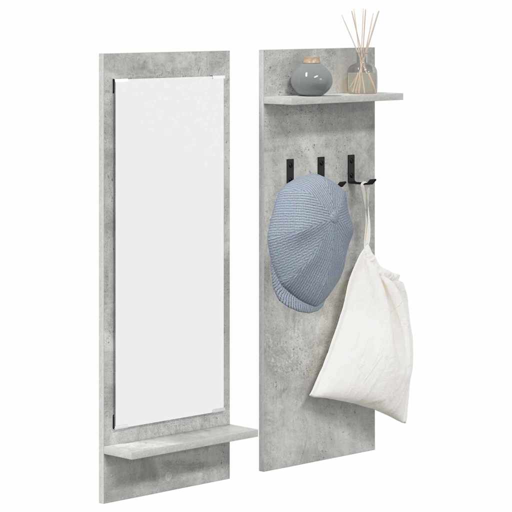 Porte-manteau mural avec étagère Gris béton 70 x 10 x 90 cm