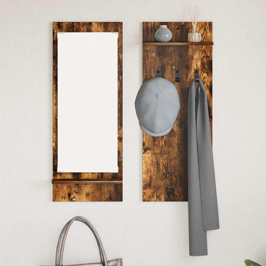 Porte-manteau mural avec étagère Chêne fumé 70 x 10 x 90 cm
