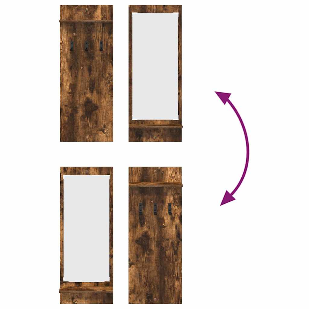 Porte-manteau mural avec étagère Chêne fumé 70 x 10 x 90 cm