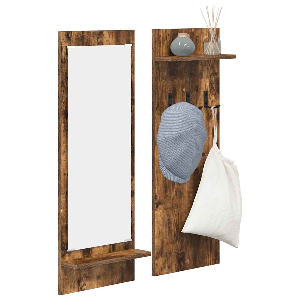 Porte-manteau mural avec étagère Chêne fumé 70 x 10 x 90 cm