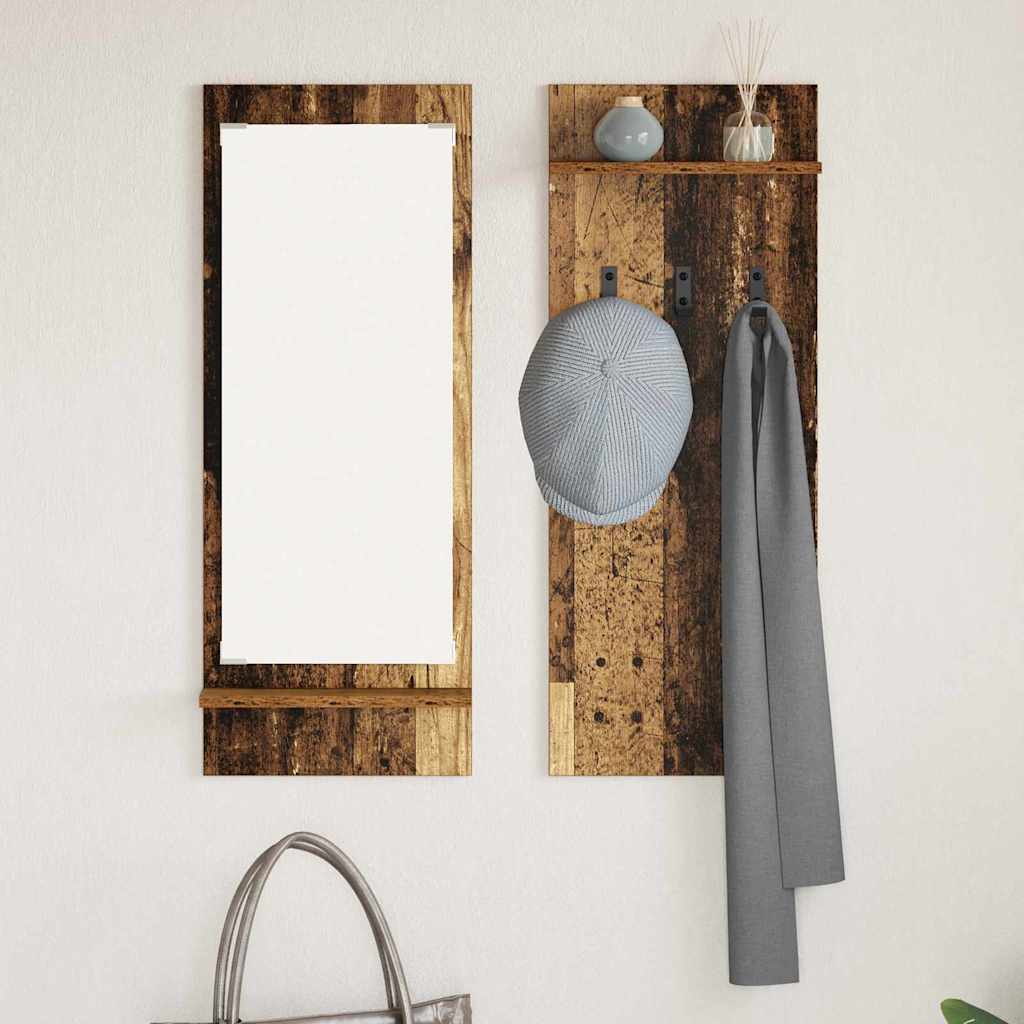 Porte-manteau mural avec étagère Bois ancien 70 x 10 x 90 cm