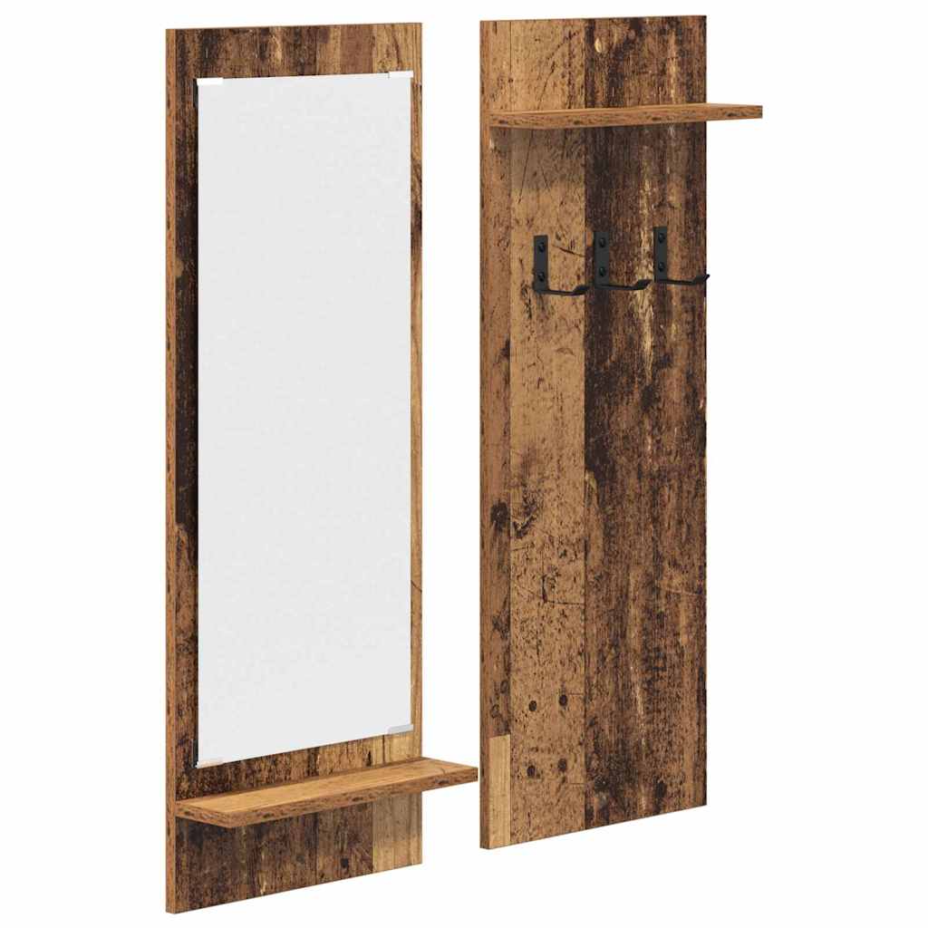 Porte-manteau mural avec étagère Bois ancien 70 x 10 x 90 cm