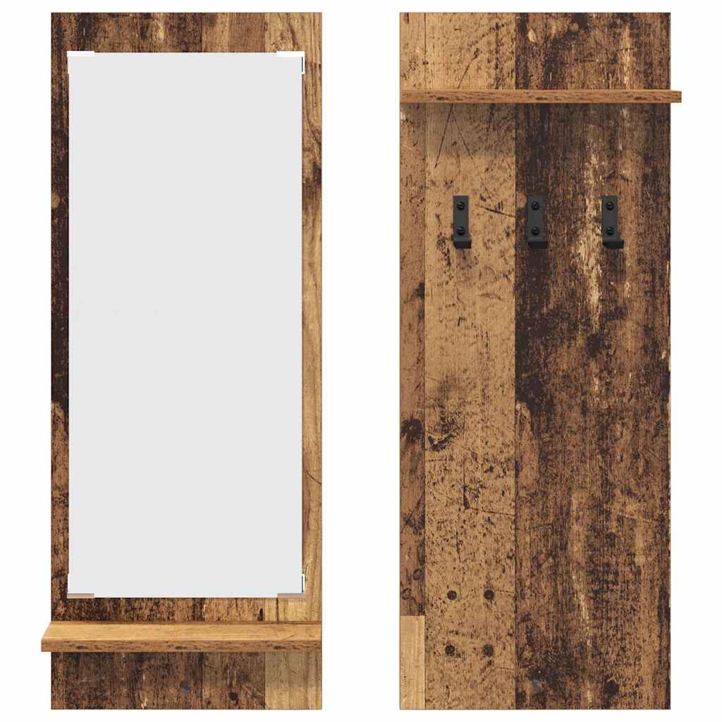 Porte-manteau mural avec étagère Bois ancien 70 x 10 x 90 cm