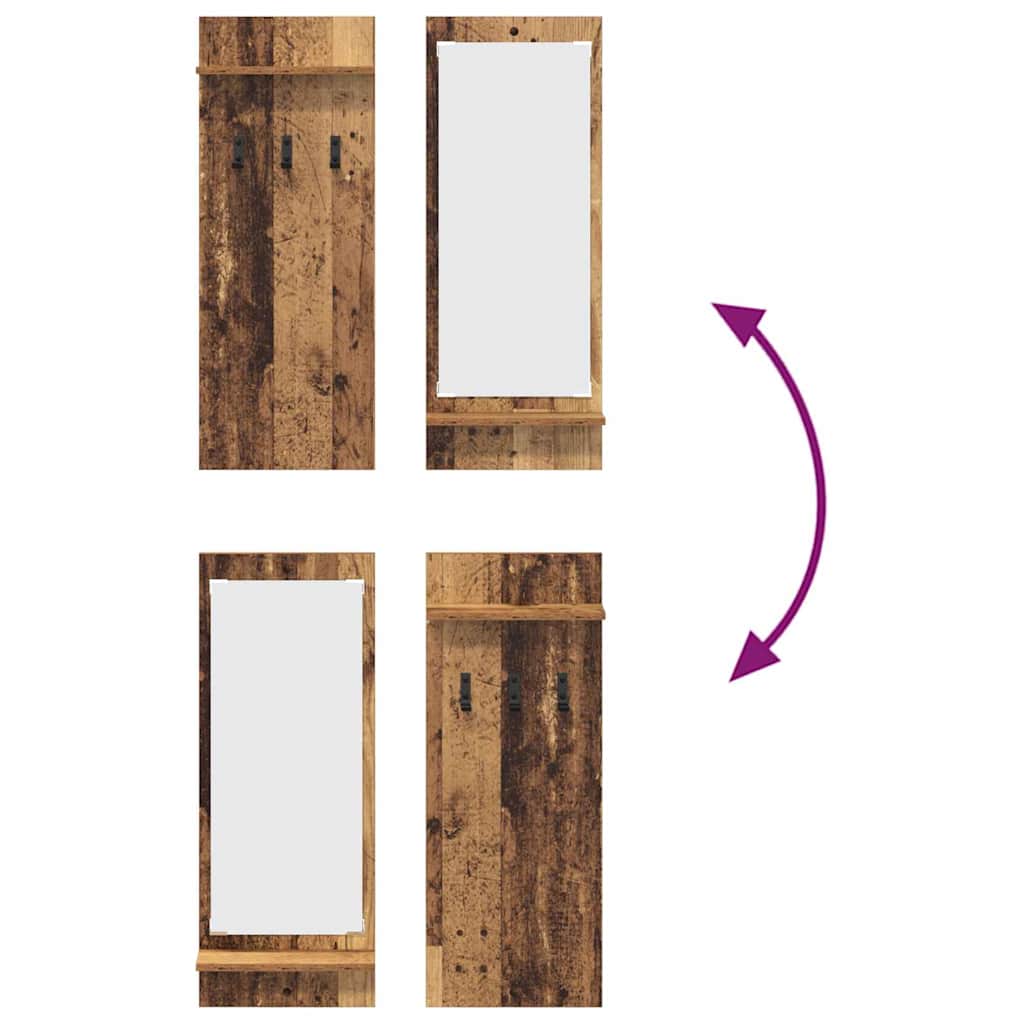 Porte-manteau mural avec étagère Bois ancien 70 x 10 x 90 cm