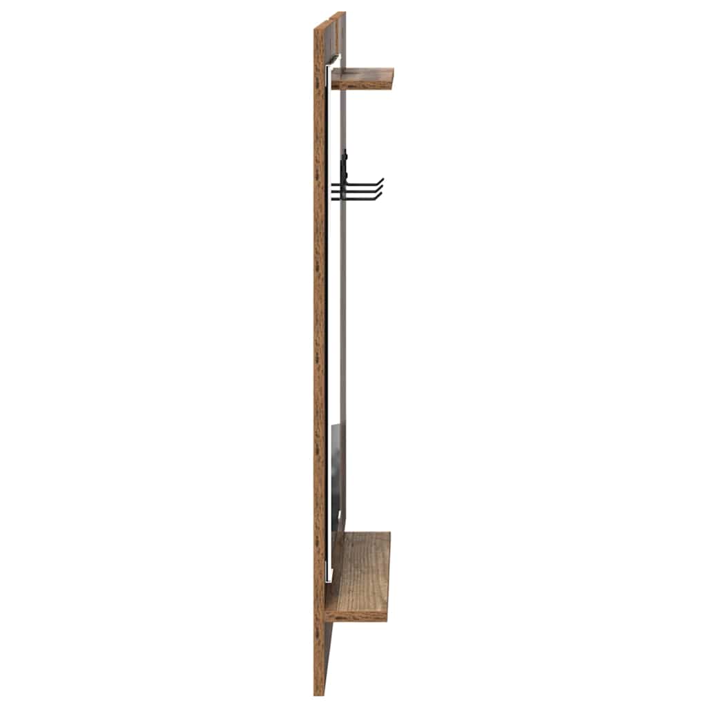 Porte-manteau mural avec étagère Bois ancien 70 x 10 x 90 cm