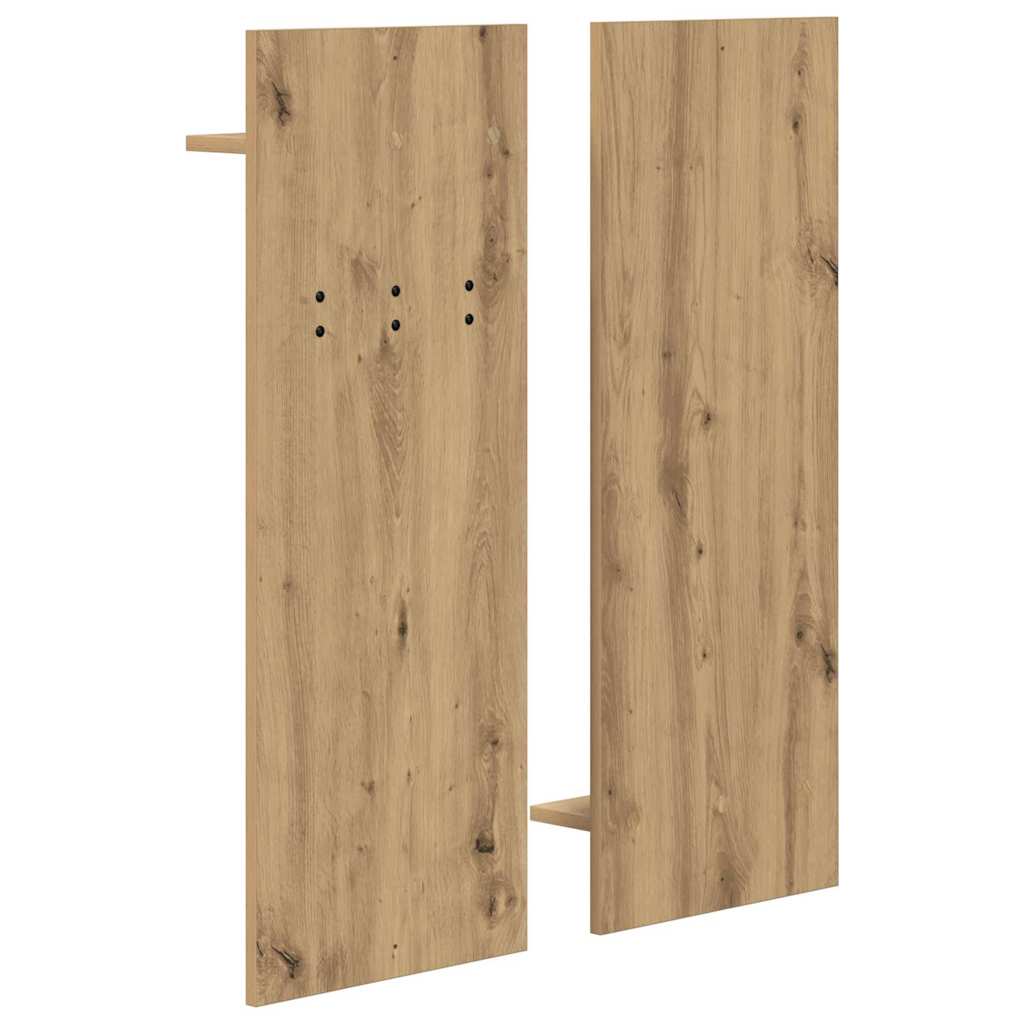 Porte-manteau mural avec miroir chêne artisanal 70 x 10 x 90 cm