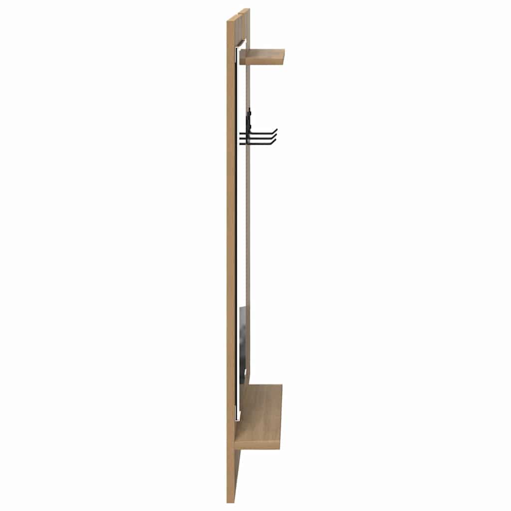 Porte-manteau mural avec miroir chêne artisanal 70 x 10 x 90 cm