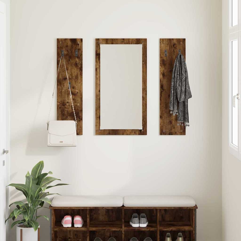 Porte-manteau mural Montage mural Chêne fumé 96 x 1,5 x 90 cm