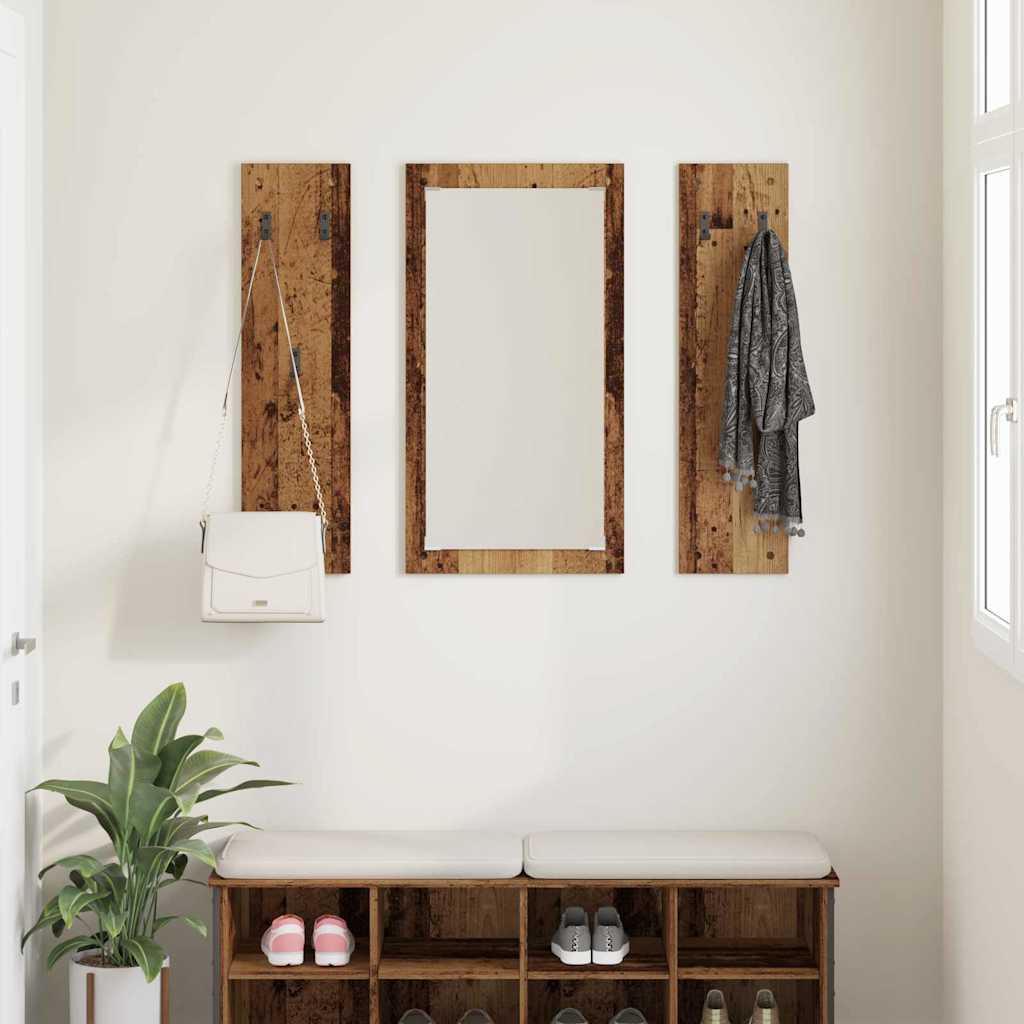 Porte-manteau mural Montage mural Bois ancien 96 x 1,5 x 90 cm