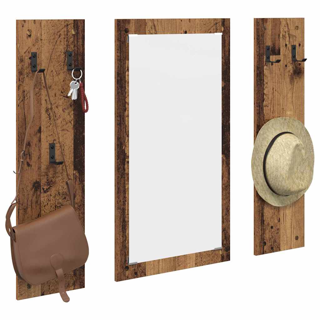 Porte-manteau mural Montage mural Bois ancien 96 x 1,5 x 90 cm