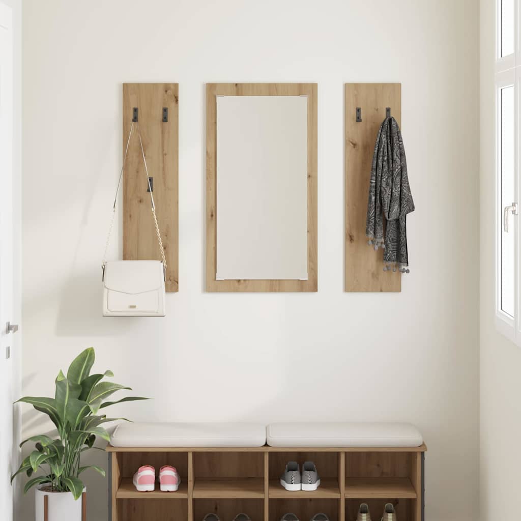 Porte-manteau mural chêne artisanal 96 x 1,5 x 90 cm