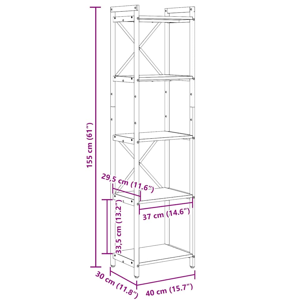 Bibliothèque Bois ancien 40 x 30 x 153 cm Bois d'ingénierie